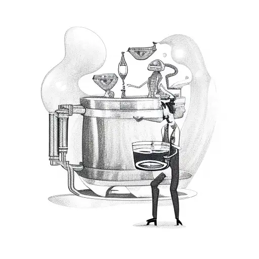 Illustration Of An Alien Bartender Pouring Beer From A Galaxy Tap