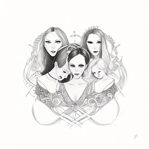 Design Representing A Wife And 2 Daughters That Are Scottish