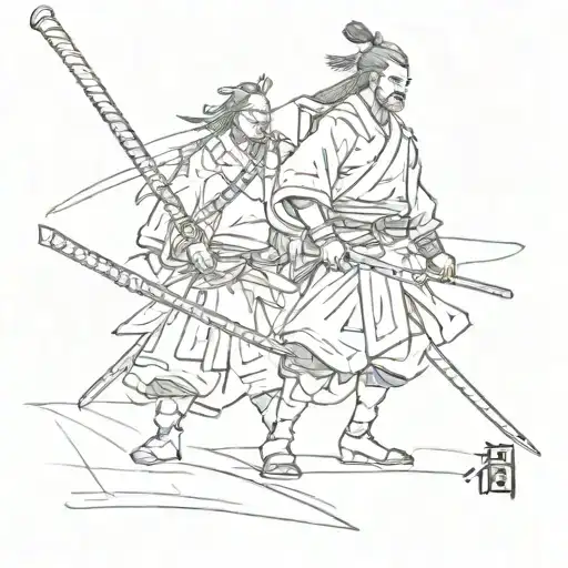 Sketch On The Theme The Road Will Be Mastered By The One Walking With The Samurai