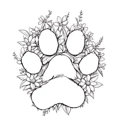 Dog Paw Outline Made Of Flowers