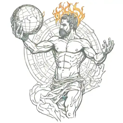 Atlas Holding The World In Flames Surrounding