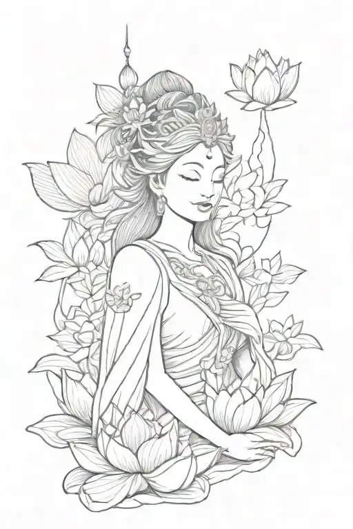 Lotus Cloud Sleeve With Statue