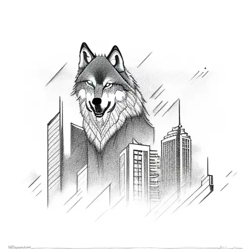 A Socialist-inspired Wolf Surrounded By Buildings Representing Different Ideologies
