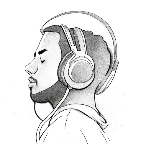 A Sketch Of A Dj Mixing Music With Thought Bubbles Coming Out Of The Headphones