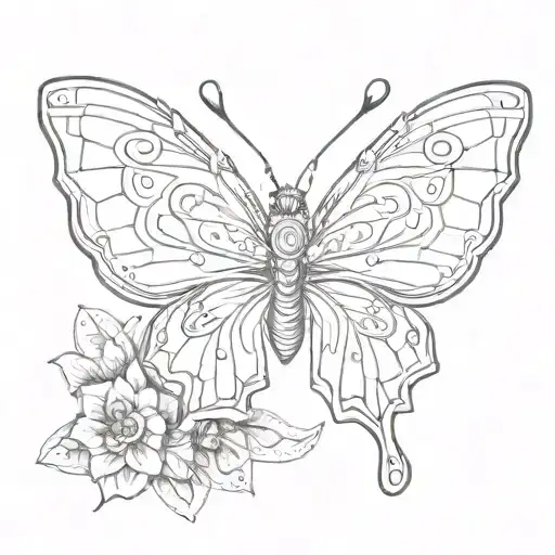 Pointy Butterfly Line Art