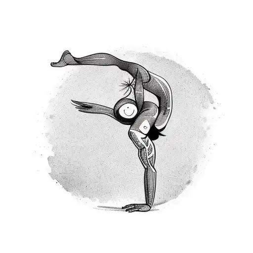 Playful Tattoo Showcasing A Gymnast's Strength And Flexibility In A Handstand Pose