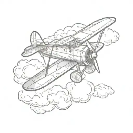 A Sketch Of A Toy Airplane Soaring Through The Clouds
