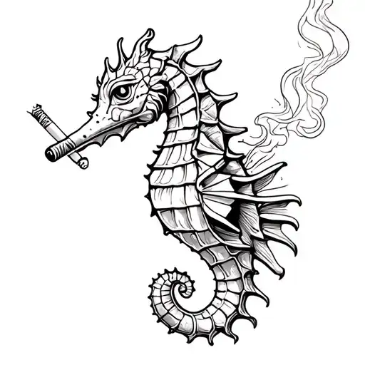 Seahorse Smoking Cigarette