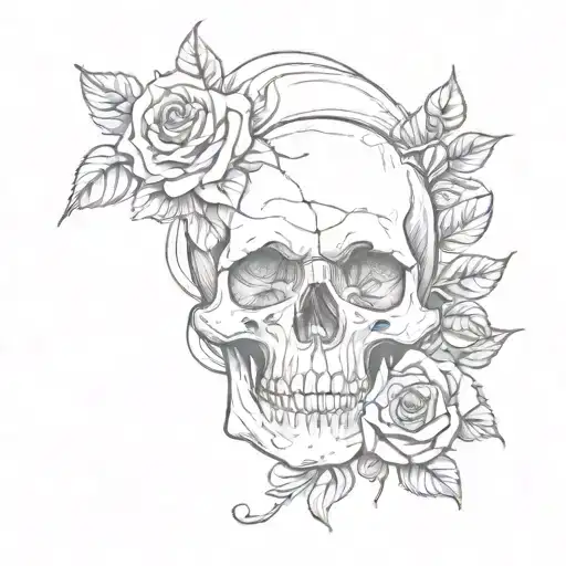 Skull And Roses On Seago Name Intertwined Within