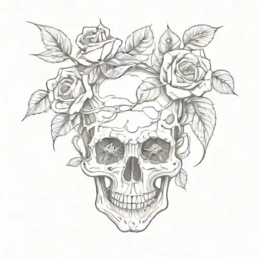 Skull And Roses On Seago Name Intertwined Within Its Branches