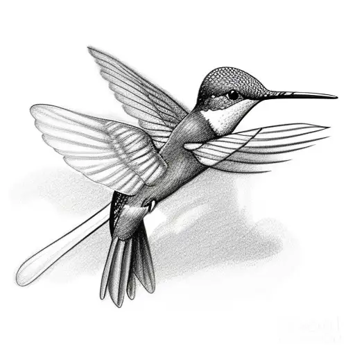 Simple Hummingbird In Flight Line Drawing