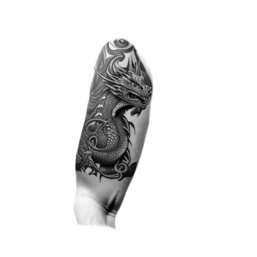 A Man With A Dragon On His Arm