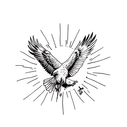 Eagle Soaring Through The Sun