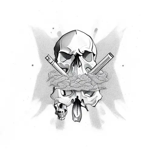 Minimalist Skull Smoking