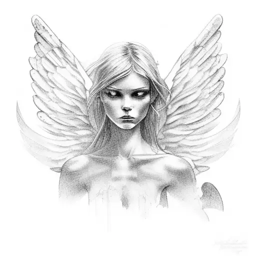 A Silhouette Of A Angel With Broken Wings