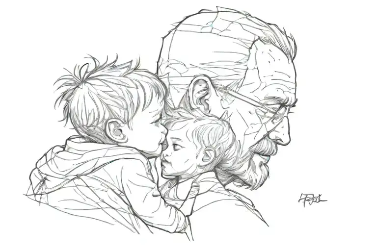 Father And Child Surrounded