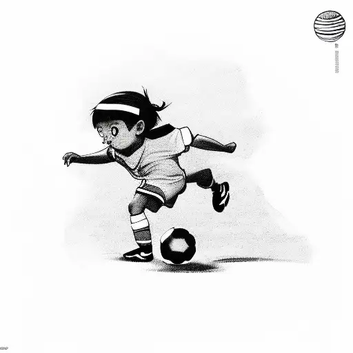 A Child Playing Soccer Without Details