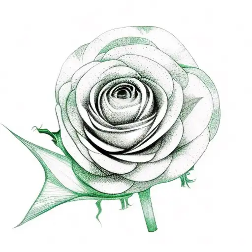 Abstract Ranunculus Rose With Stem And Leaf