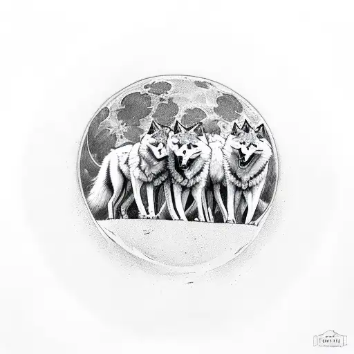 A Pack Of Wolves Howling At A Moon Made Of Musical Notes