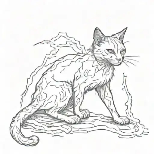 Full Body Cat With Lightning Bolt