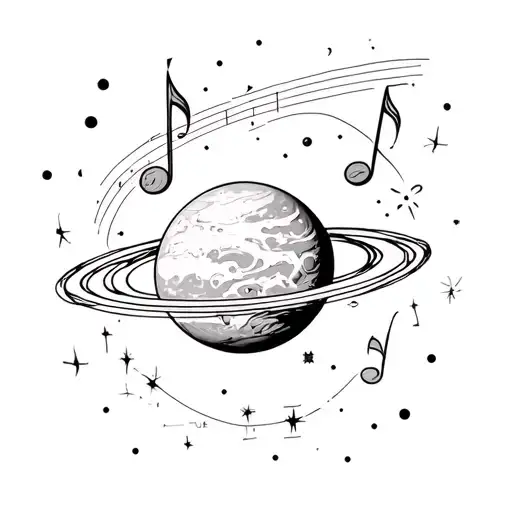 Small Tattoos Of The Planet Mars Powered By A Musical Note