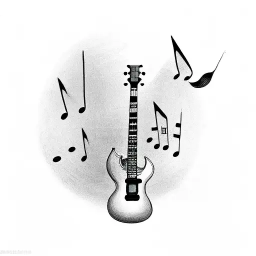 Guitar With Musical Notes