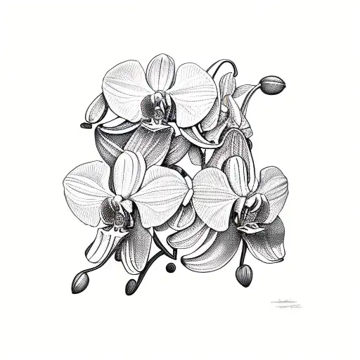 Orchid Line Work With Hints Of Green