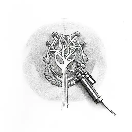 A Sketch Style Tattoo Of A Stethoscope Intertwined With Branches Of A Tree