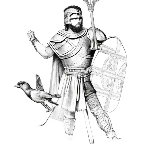 Roman Warrior With Birds