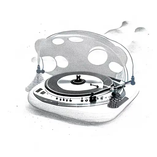 A Panda Dj Spinning Records With Music Waves In The Background