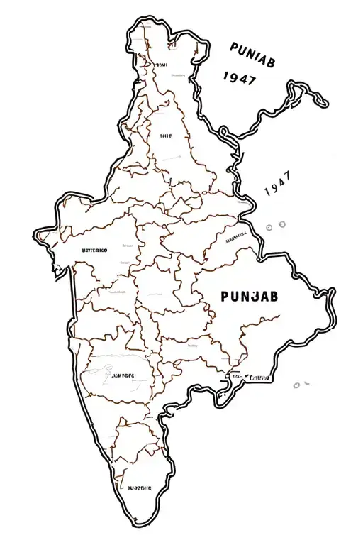 Outline Map Of 1947 United Punjab
