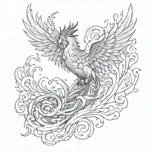 A Phoenix Made Of Black And Grey Flames Engulfing A Mother Figure