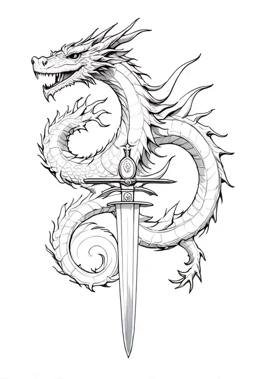 Dragon With A Samurai Sword Down The Middle