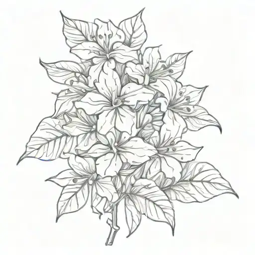 Bougainvillea Flower Fine Line