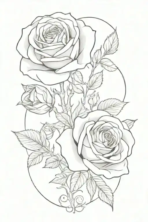 Two Roses With Names Hidden Within The Design 'Hunter' And 'Hudson'