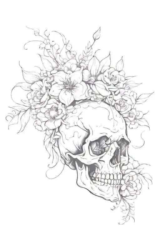 Flowers And Skull