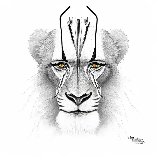 Rafiki In Black And White With His Stick