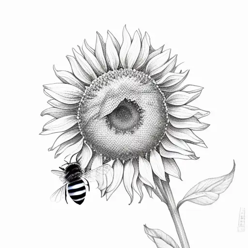 Bee And Sunflowers