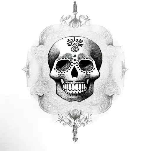 Sugar Skull With Chef Knife