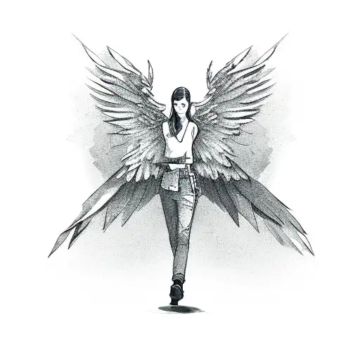 Illustration Of A Person With Wings Made Of Money
