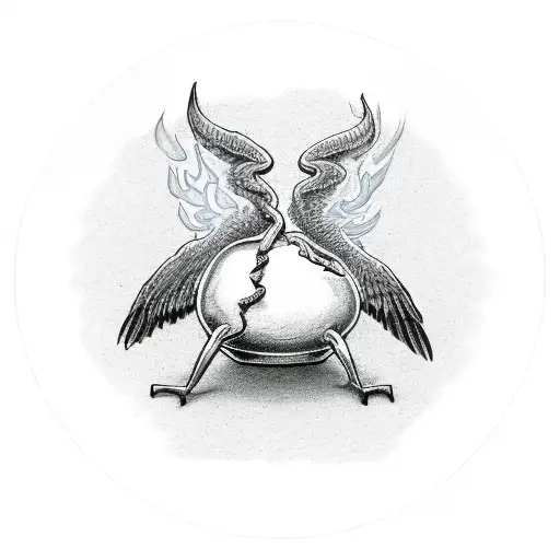 A Black And Grey Illustration Of A Dollar Bill On Fire With Wings