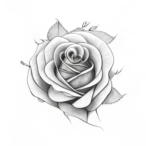 Line Art Of A Rose With The Stem Written In Calligraphy Saying My Strength Is My Resolve