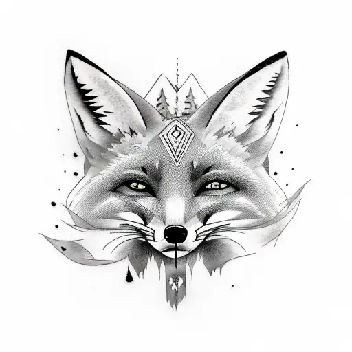 Tattoo Of A Fox With Half Skull And Half Realistic
