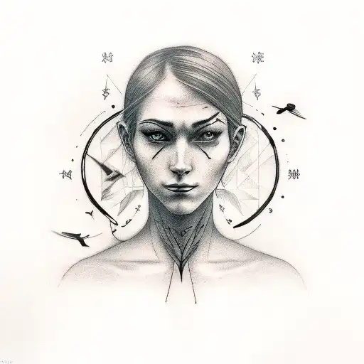 A Silent Person With A Sparrow Tattoo Representing Freedom And Knowledge