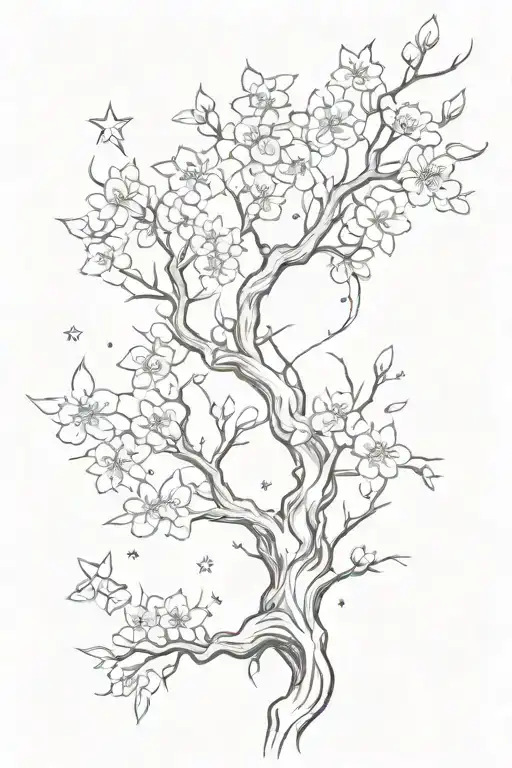 Hearts And Stars Flaming Cherry Blossom Tree