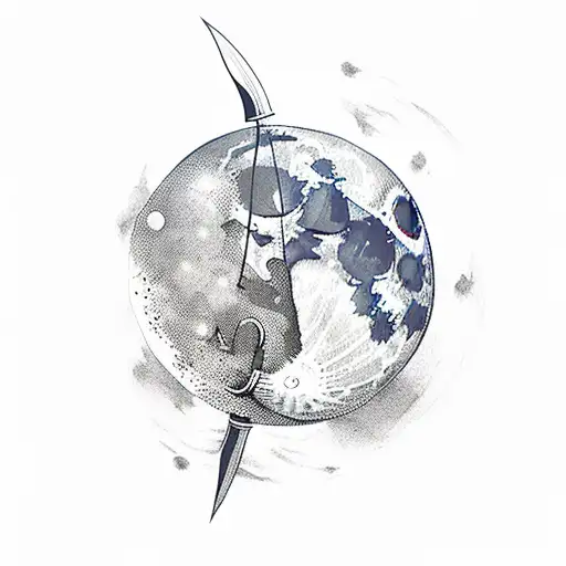 Moon With Christian Sword Verically