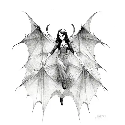 A Group Of Vampire Girls Flying With Bat Wings