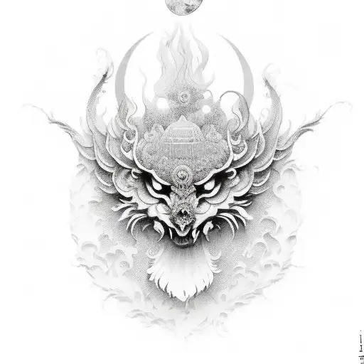 Marigold Flower And Cosmo Flower With Wanning Crest Moon