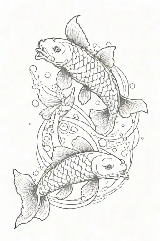 2 Koi Fish Swimming Upstream