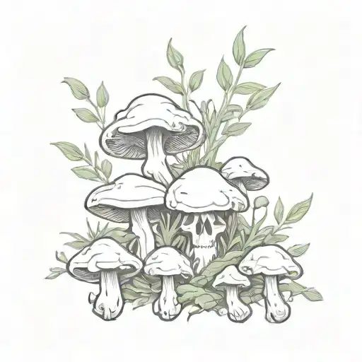 Mushrooms Animal Skulls Moss Plants Intertwined